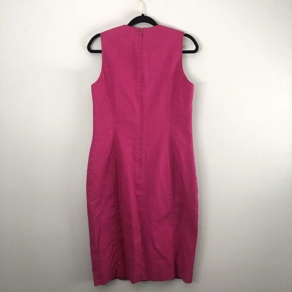 Vintage Gillian Size 12 Studio Pink Career‎ Secretary Linen Blend Retro Dress - Picture 6 of 9